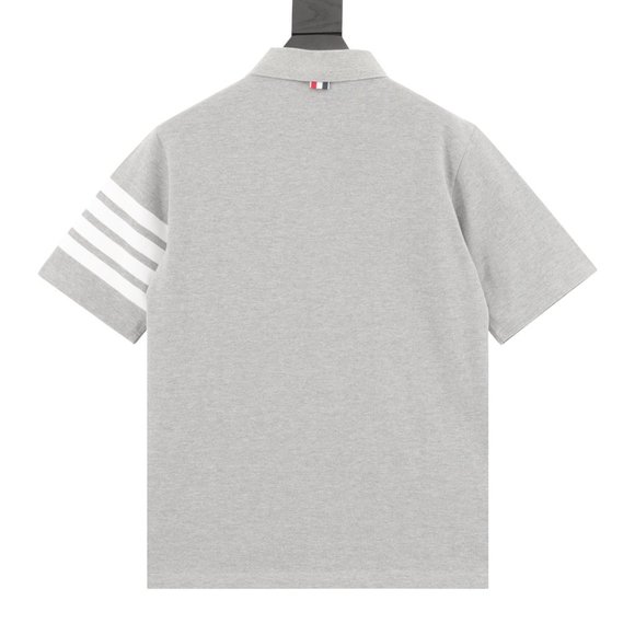 Thom Browne Four-bar Color Woven Short-sleeved Polo Shirt - Picture 2 of 9